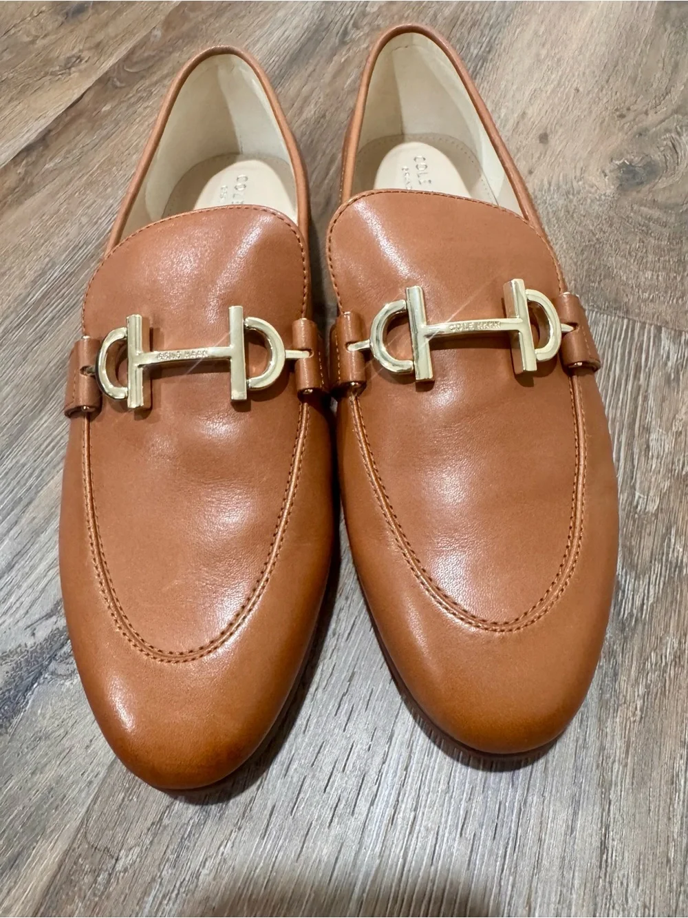 Cole Haan Cognac Leather Bit Loafers